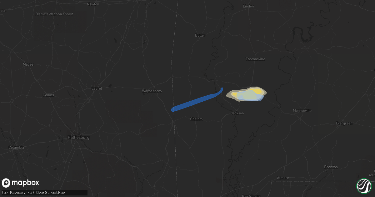 Hail map in Millry, AL on February 10, 2020