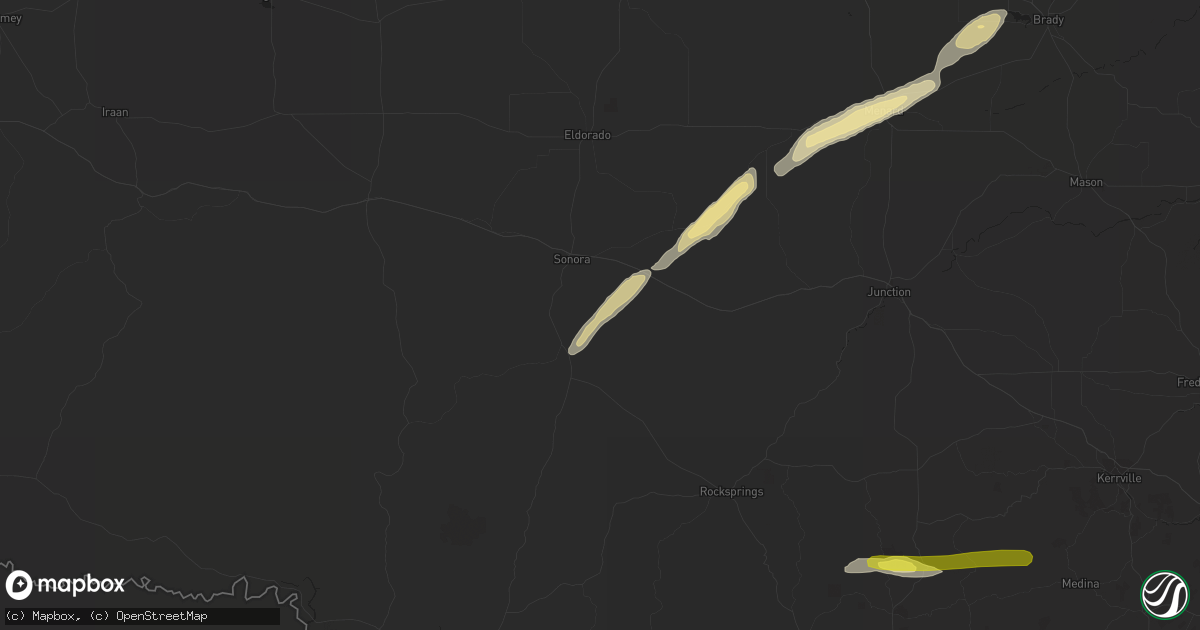 Hail map in Sonora, TX on February 10, 2020