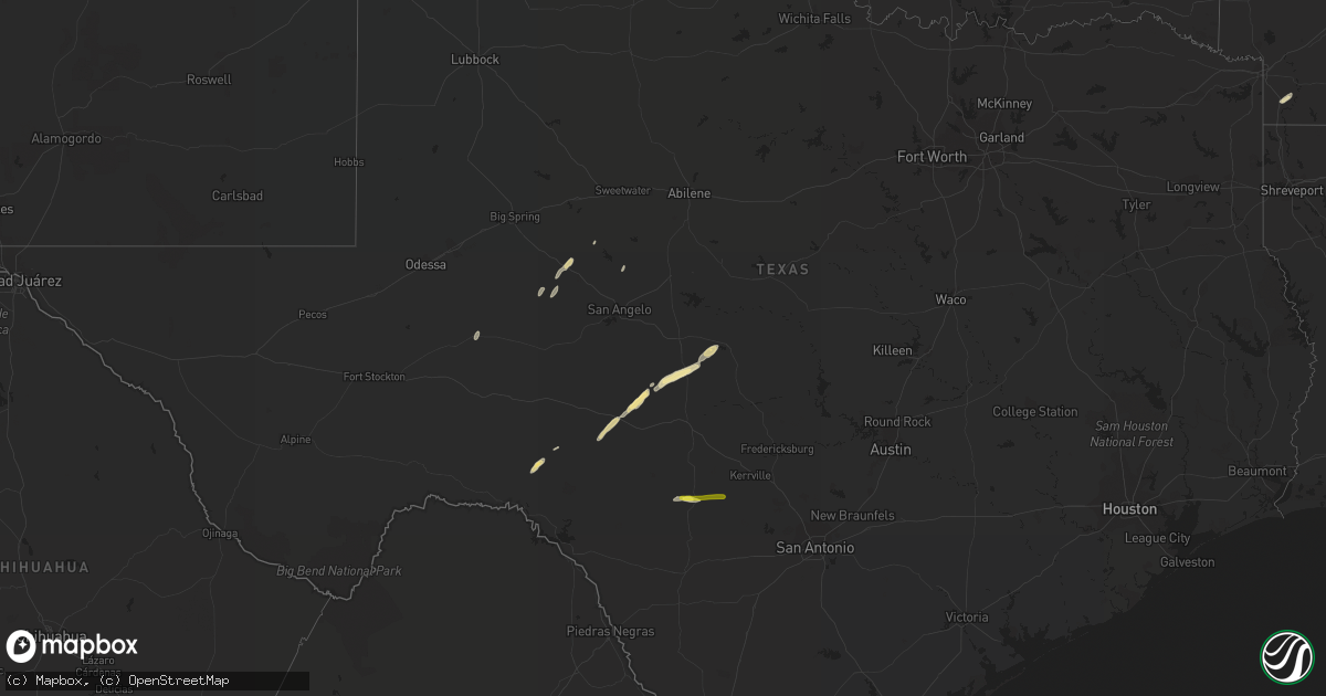 Hail map in Texas on February 10, 2020