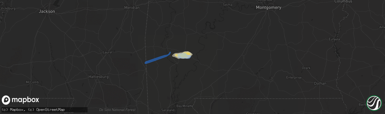 Hail map in Whatley, AL on February 10, 2020