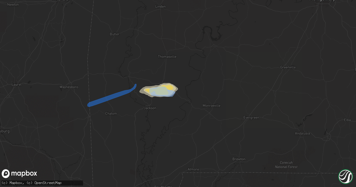 Hail map in Whatley, AL on February 10, 2020