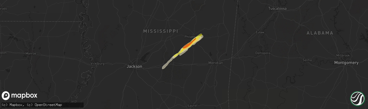 Hail map in Conehatta, MS on February 10, 2021