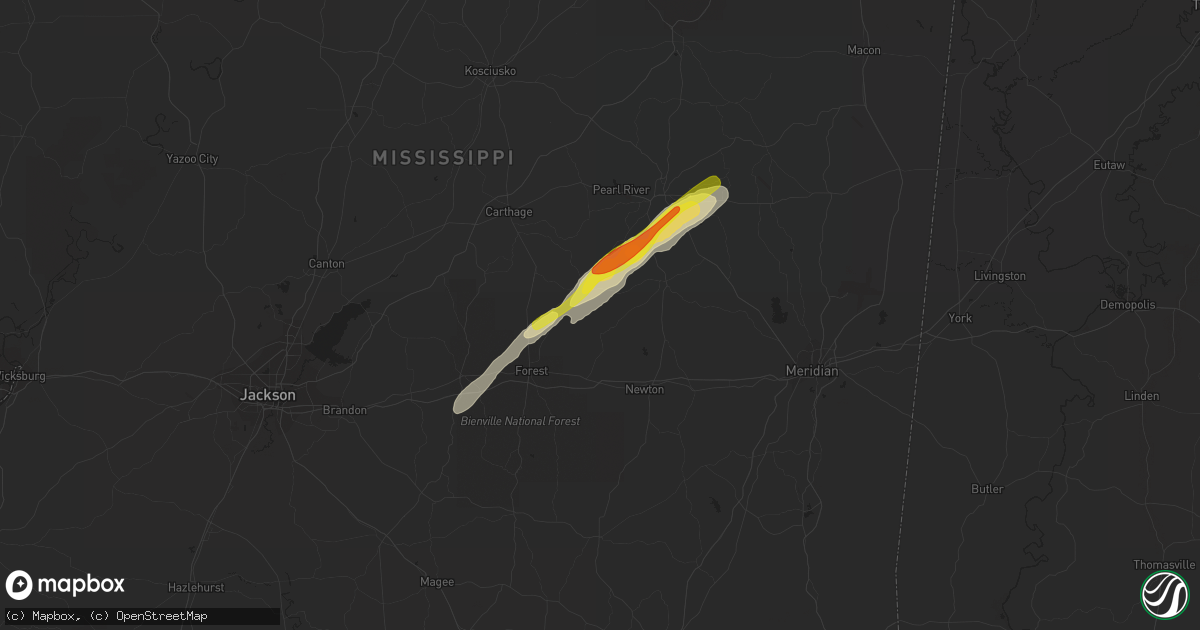 Hail map in Conehatta, MS on February 10, 2021