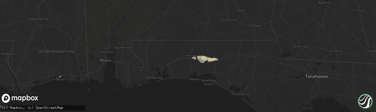 Hail map in Crestview, FL on February 10, 2021