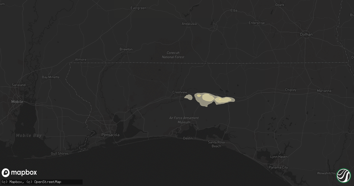 Hail map in Crestview, FL on February 10, 2021