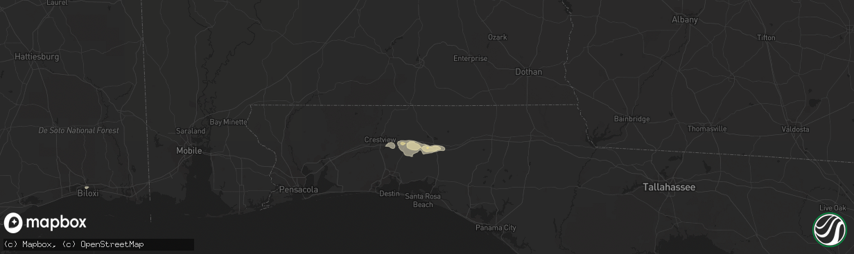 Hail map in Defuniak Springs, FL on February 10, 2021