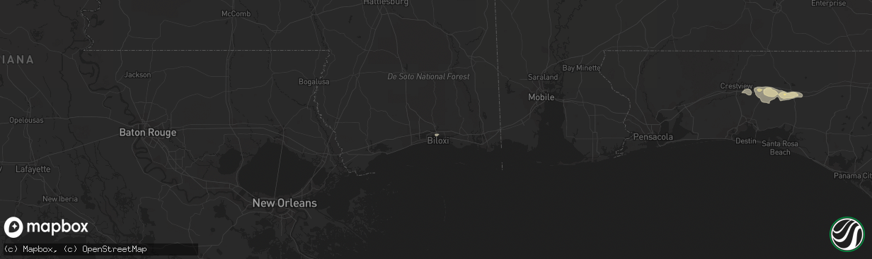 Hail map in Diberville, MS on February 10, 2021