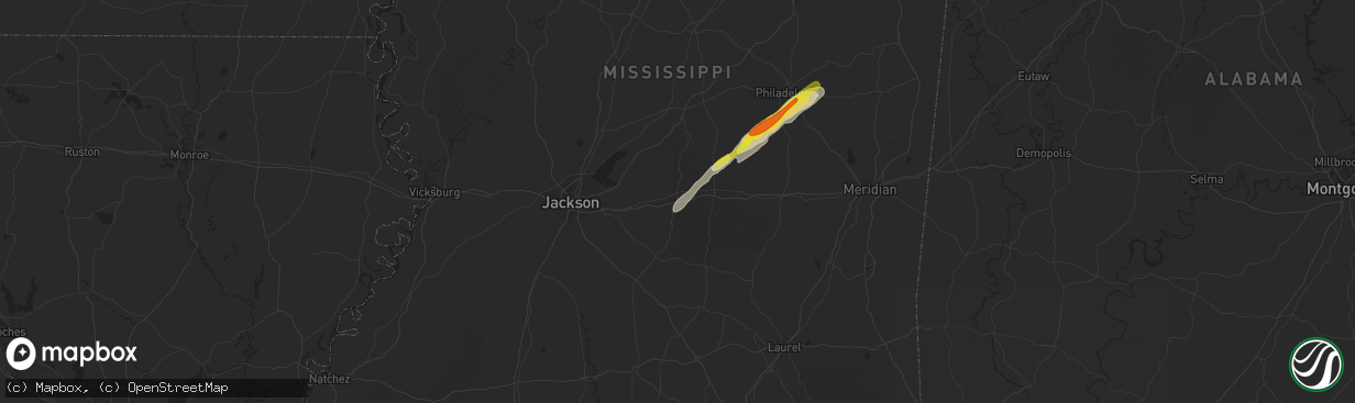 Hail map in Morton, MS on February 10, 2021