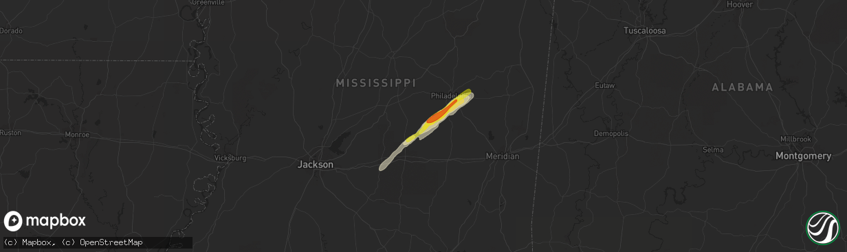 Hail map in Sebastopol, MS on February 10, 2021