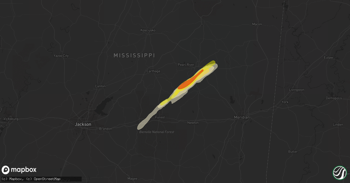Hail map in Sebastopol, MS on February 10, 2021