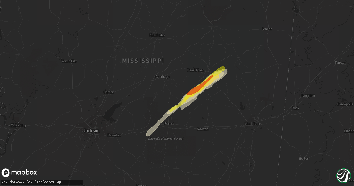 Hail map in Walnut Grove, MS on February 10, 2021