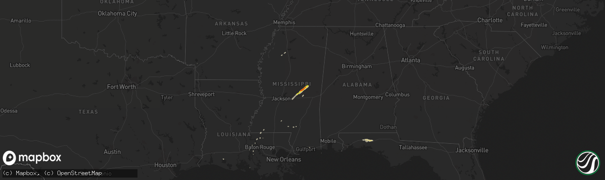 Hail map on February 10, 2021