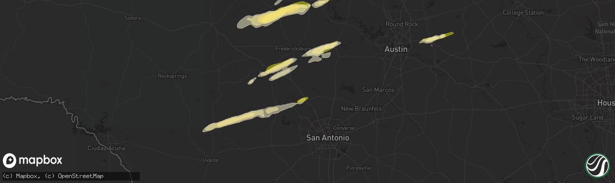 Hail map in Boerne, TX on February 10, 2024