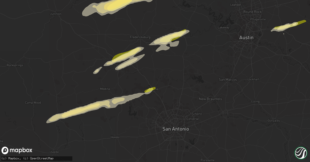 Hail map in Boerne, TX on February 10, 2024
