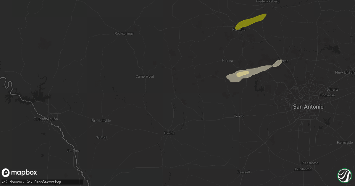 Hail map in Concan, TX on February 10, 2024
