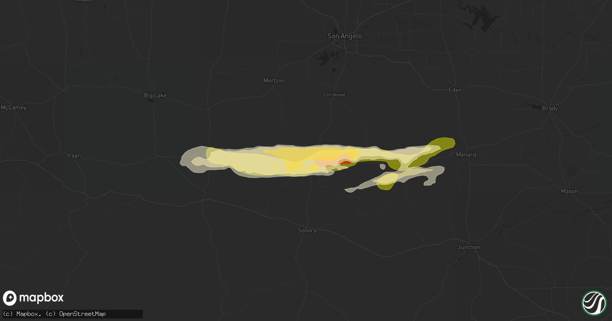 Hail map in Eldorado, TX on February 10, 2024