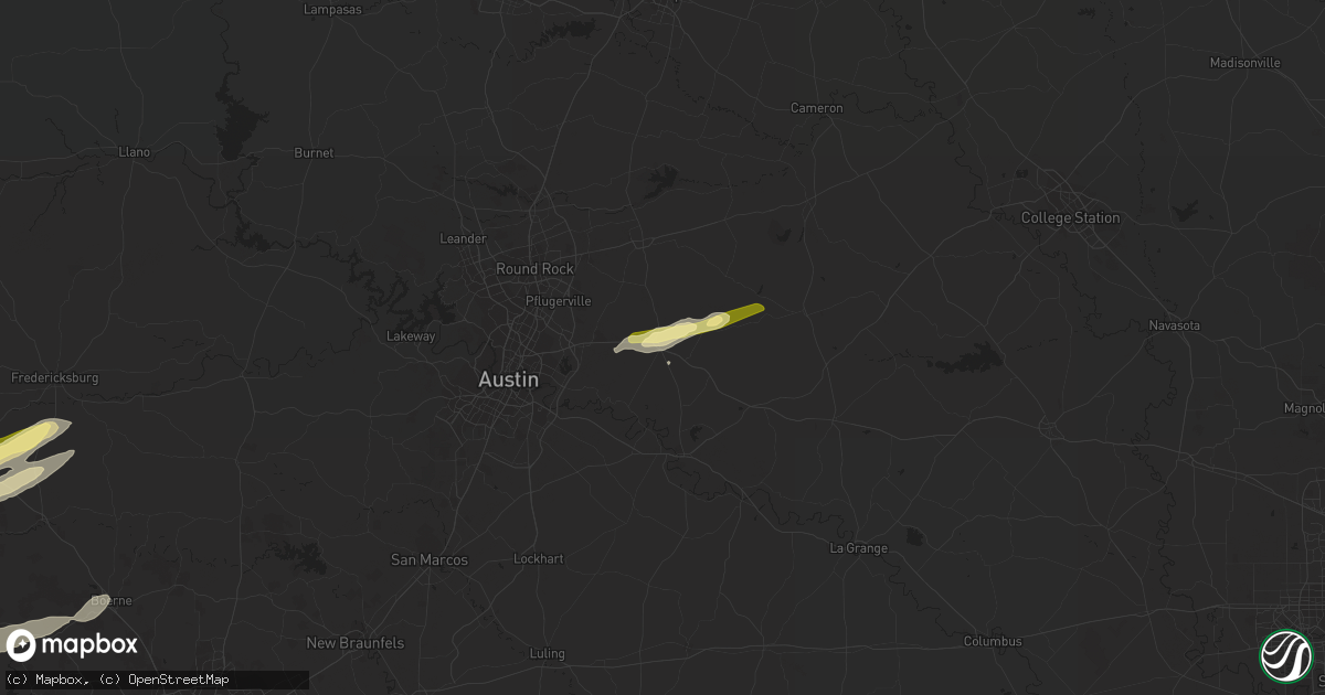 Hail map in Elgin, TX on February 10, 2024