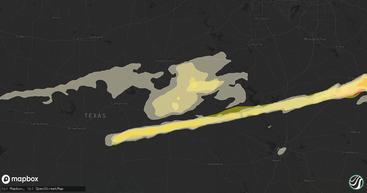Hail map in Hico, TX on February 10, 2024