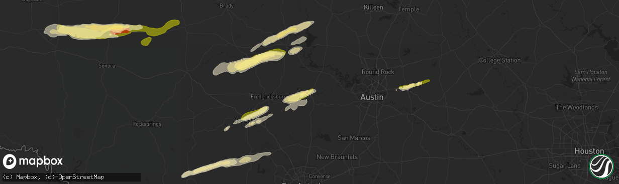 Hail map in Johnson City, TX on February 10, 2024