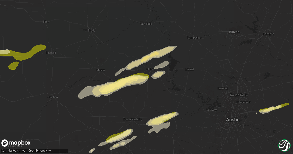 Hail map in Llano, TX on February 10, 2024
