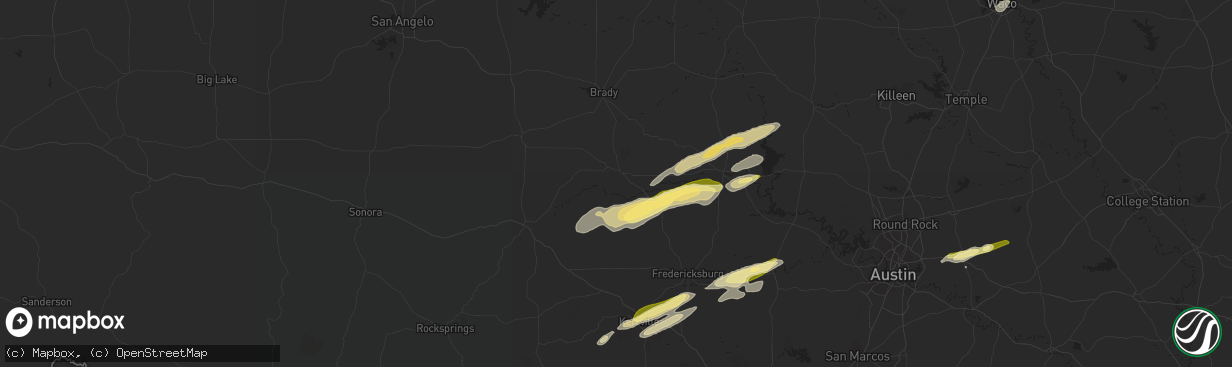 Hail map in Mason, TX on February 10, 2024