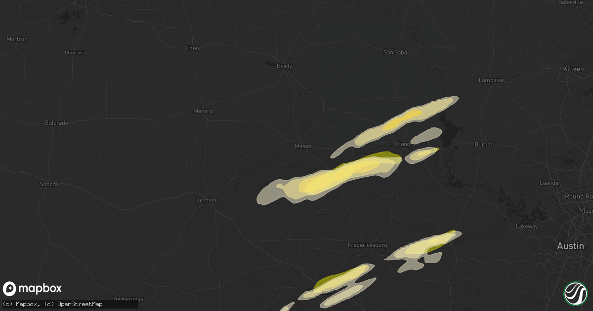 Hail map in Mason, TX on February 10, 2024