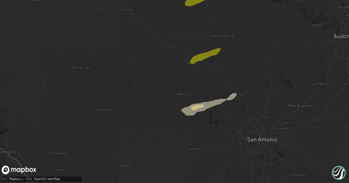 Hail map in Medina, TX on February 10, 2024