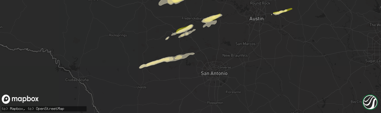 Hail map in Pipe Creek, TX on February 10, 2024