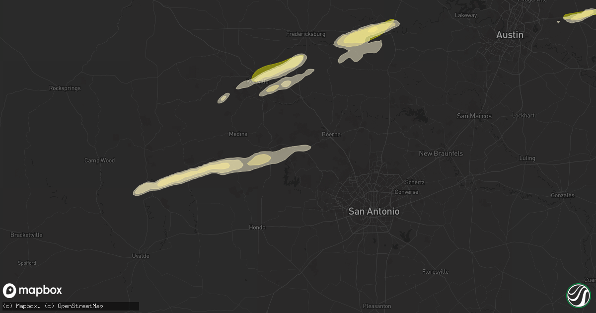 Hail map in Pipe Creek, TX on February 10, 2024