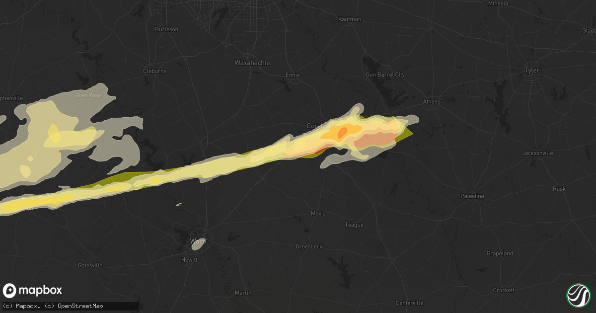 Hail map in Purdon, TX on February 10, 2024