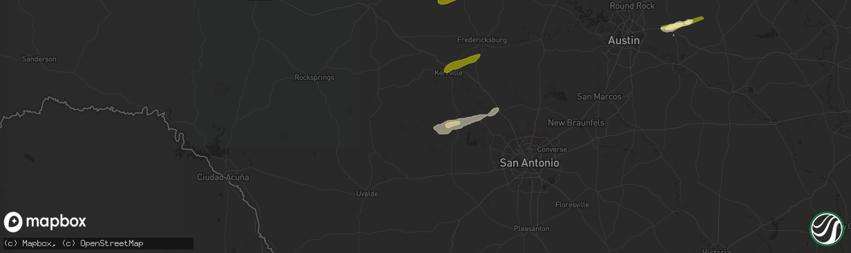 Hail map in Tarpley, TX on February 10, 2024