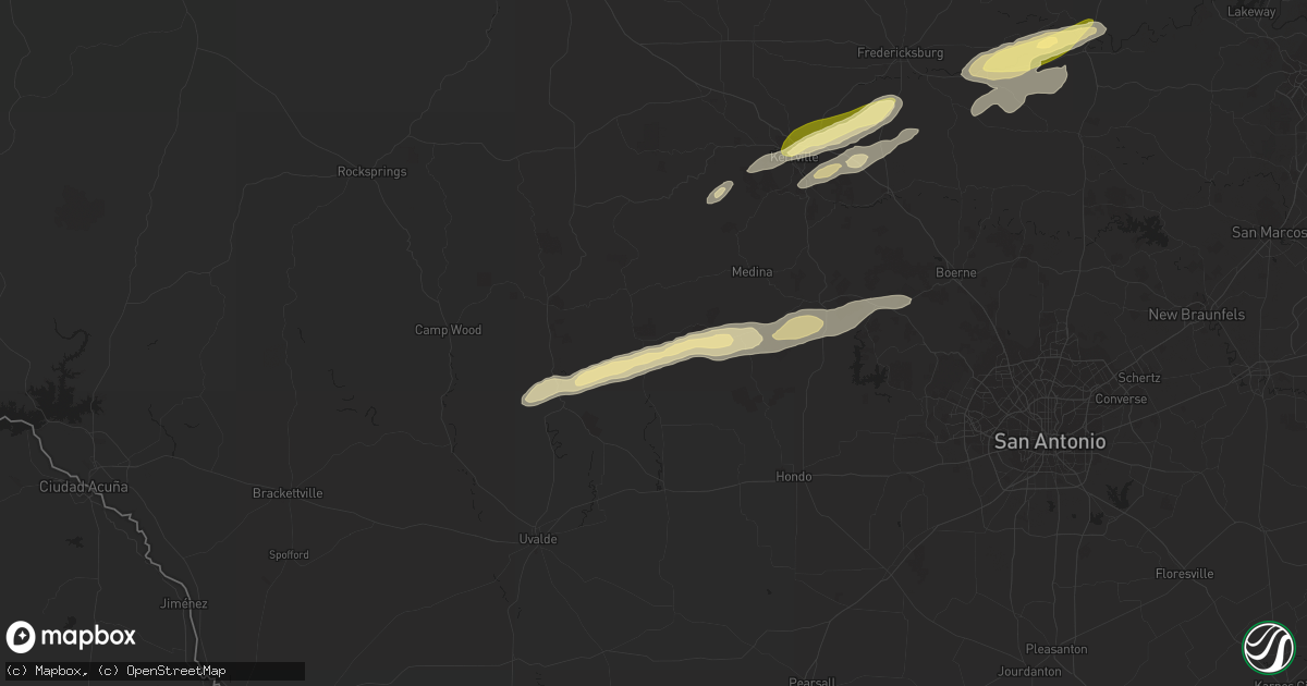 Hail map in Utopia, TX on February 10, 2024