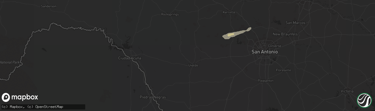 Hail map in Uvalde, TX on February 10, 2024