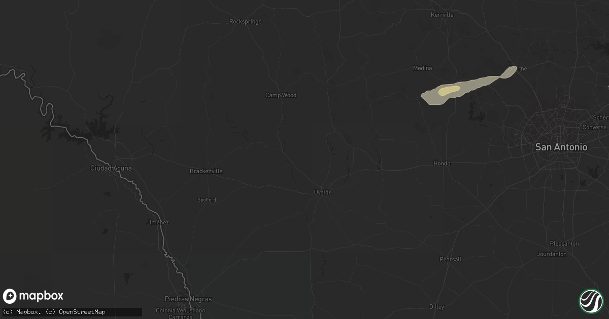 Hail map in Uvalde, TX on February 10, 2024