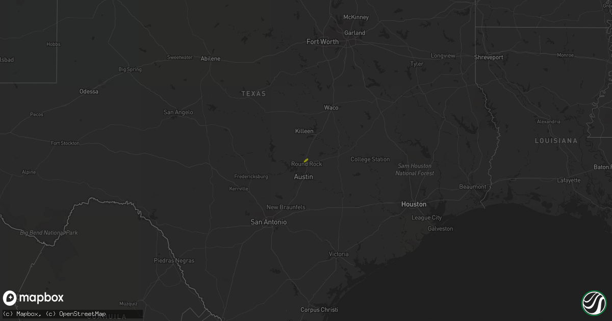 Hail map in Texas on February 11, 2018