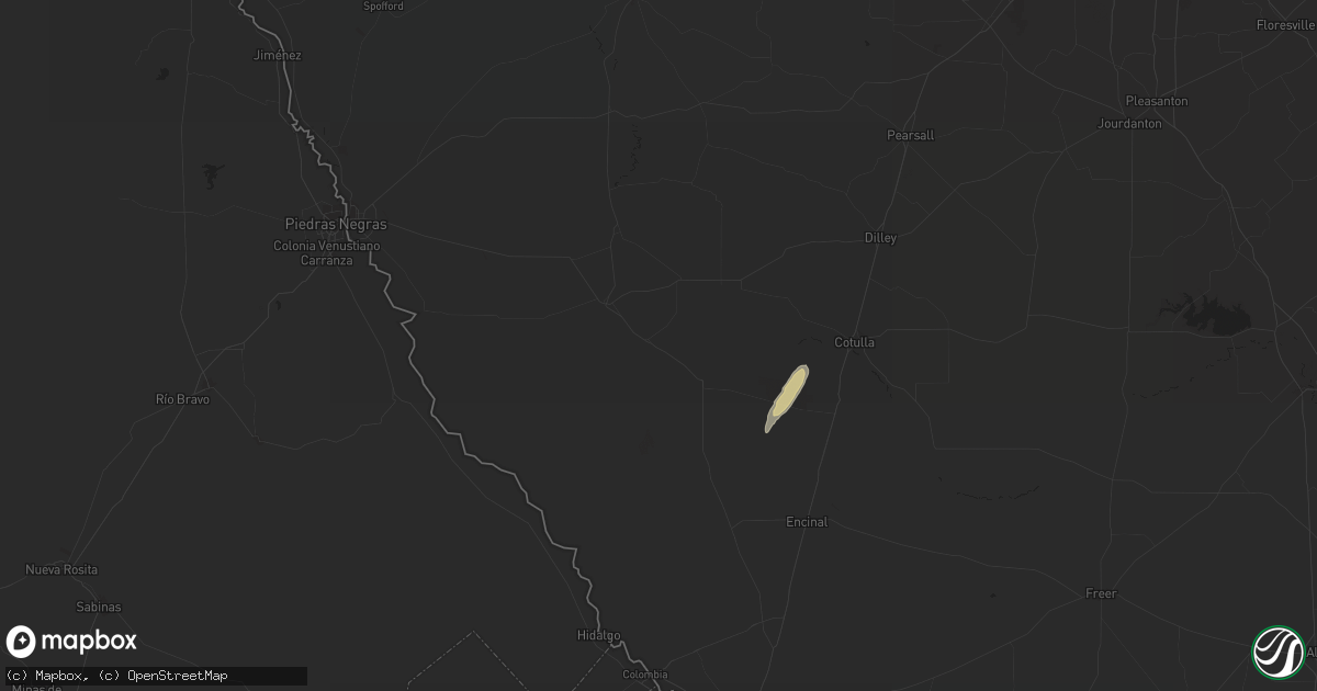 Hail map in Asherton, TX on February 11, 2021