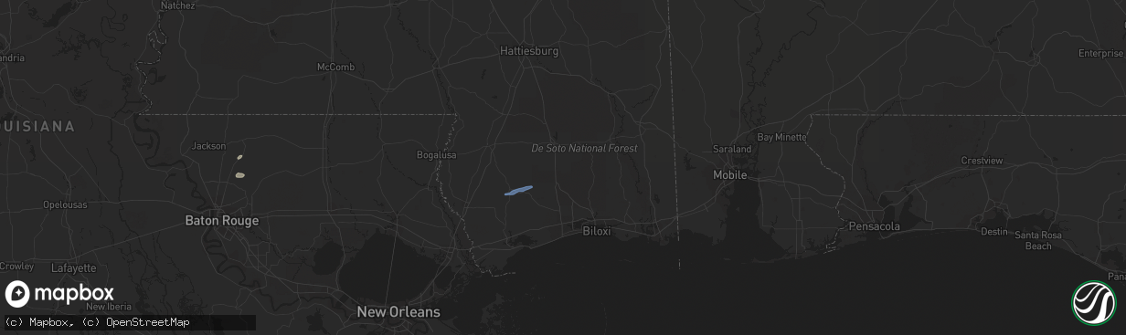 Hail map in Perkinston, MS on February 11, 2021