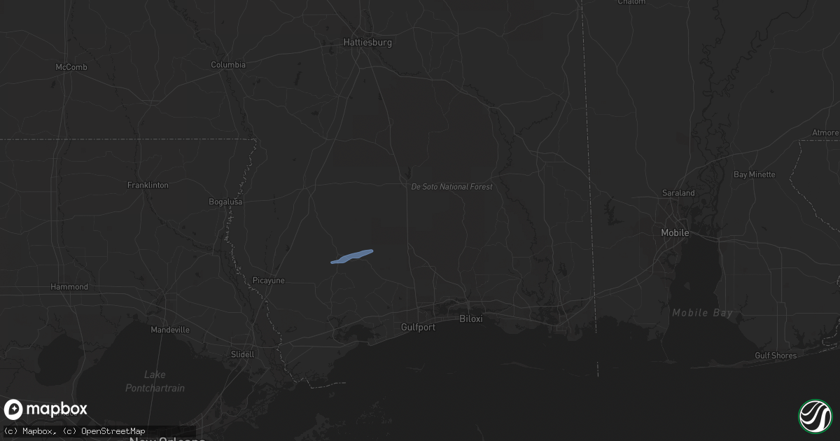 Hail map in Perkinston, MS on February 11, 2021