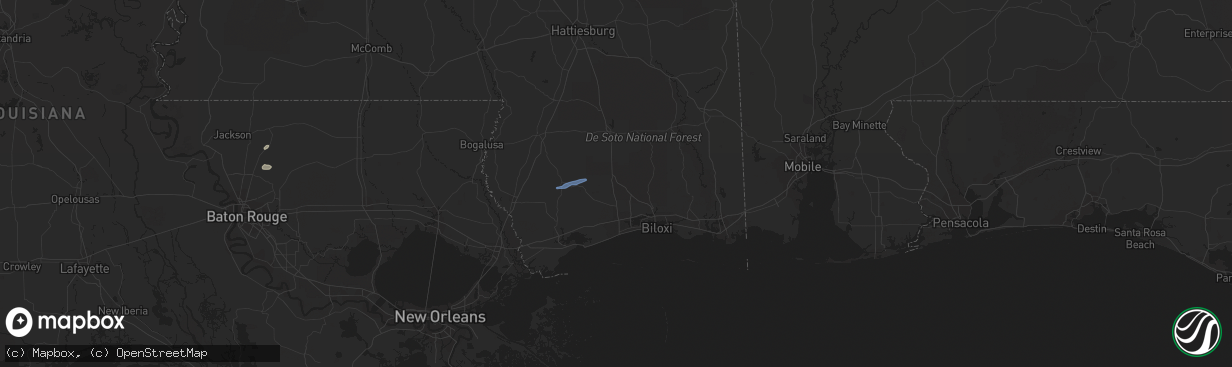 Hail map in Saucier, MS on February 11, 2021