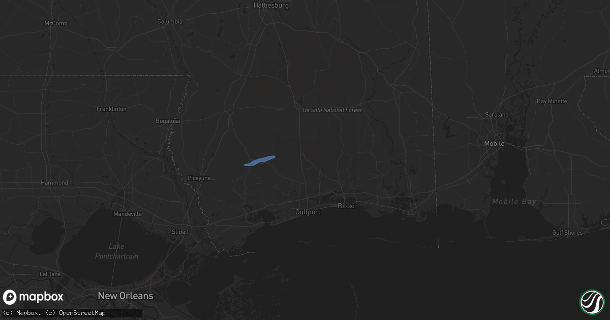 Hail map in Saucier, MS on February 11, 2021