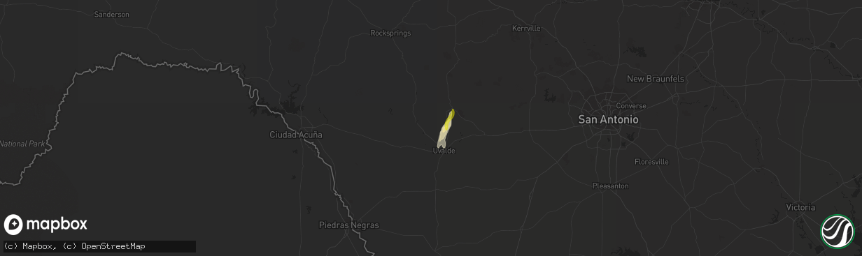 Hail map in Uvalde, TX on February 11, 2021