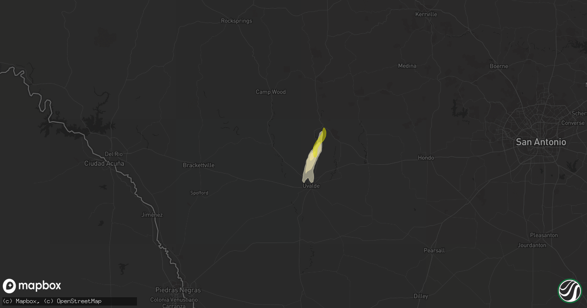 Hail map in Uvalde, TX on February 11, 2021