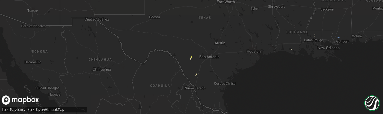 Hail map on February 11, 2021