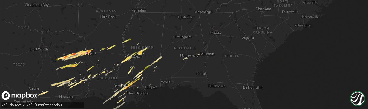 Hail map in Alabama on February 11, 2024
