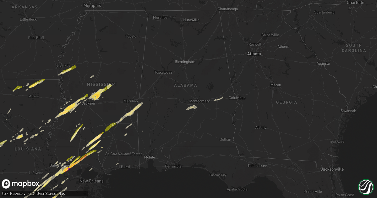 Hail map in Alabama on February 11, 2024