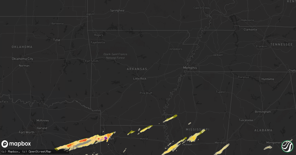 Hail map in Arkansas on February 11, 2024