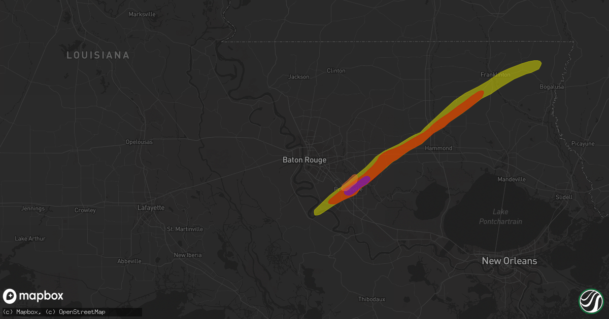 Hail map in Baton Rouge, LA on February 11, 2024