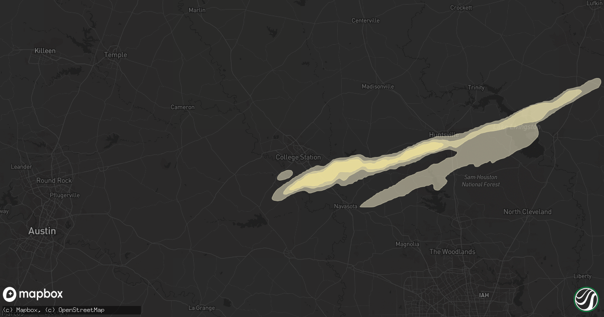 Hail map in College Station, TX on February 11, 2024