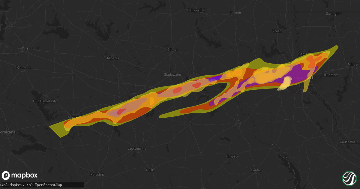 Hail Map in Kilgore, TX on February 11, 2024 - HailTrace