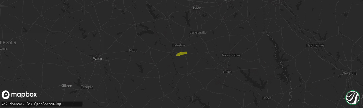 Hail map in Palestine, TX on February 11, 2024